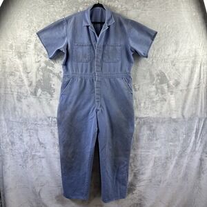VTG Angus Mfg Co Standards Coveralls Men's 46L Blue Herringbone 100% Cotton GSS